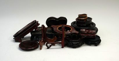 Set of wooden supports for hard stones, various...
