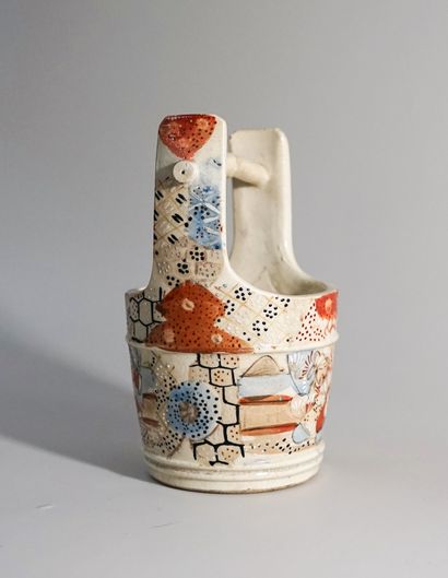 Satsuma polychrome porcelain bucket. Japan,...