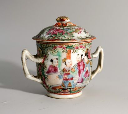 Canton porcelain broth, famille rose. China,...