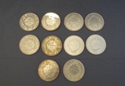 LOT DE 10 PIECES de 10 francs Hercule en...
