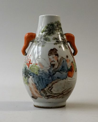 Small porcelain vase decorated with an old...