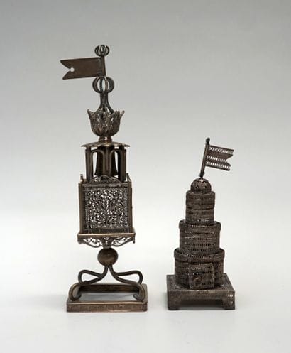 Set of 2 spice towers representing a belfry...