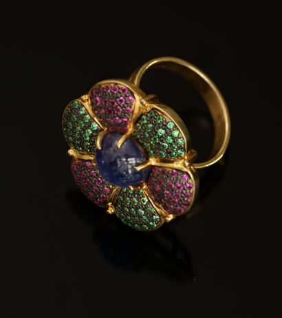 Gilded silver ring (vermeil) representing...