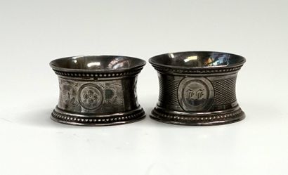 CHRISTOFLE - 2 silver napkin rings, with...