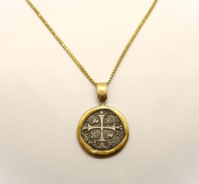 CHAIN AND PENDANT in 18K yellow gold (750/°°)...