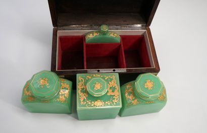 Travelling mahogany and brass TOILETTE CASE...