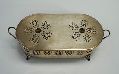 Oval silver-plated metal heater with two...