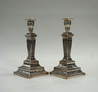 Pair of silver candlesticks min 800/°°, the...