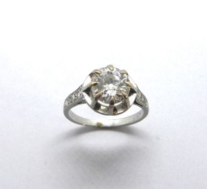 Platinum ring set with an old cut diamond,...