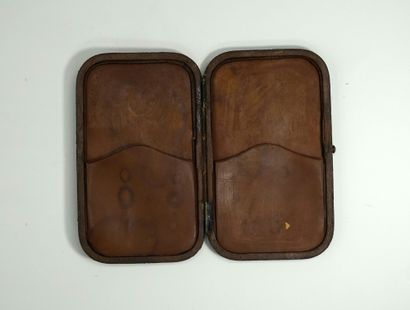 Cigar case in engraved tortoiseshell, inlaid...