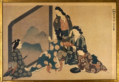 Oban yoko-e print by MORONOBU: 