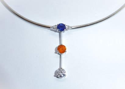 NECKLACE in 18K (750/°°) white gold, with...
