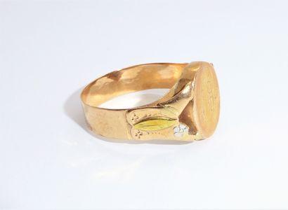 18K (750/°°) yellow gold HORSE RING, monogrammed,...