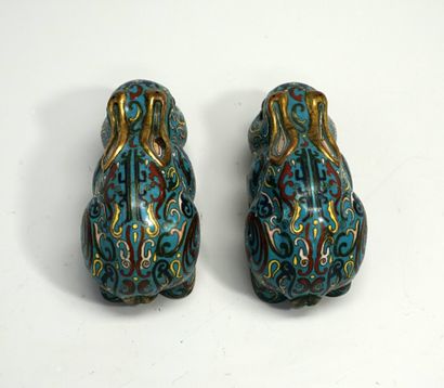 Pair of Peking polychrome cloisonné brass...