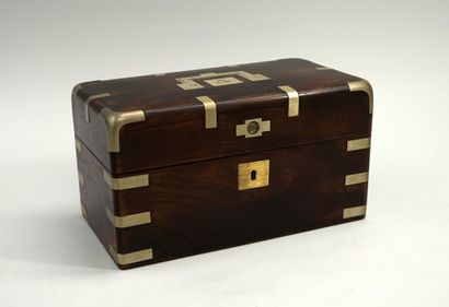 Travelling mahogany and brass TOILETTE CASE...