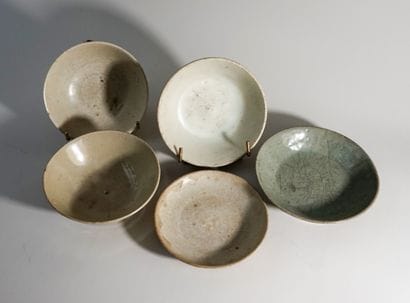 Set of 5 celadon cups. China, Ming, 17th...