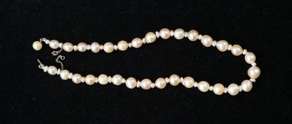 COLLIER RAS DE COU composé de perles légèrement...