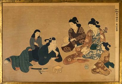 Oban yoko-e print by MORONOBU: 
