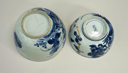 Two blue and white porcelain bowls decorated...