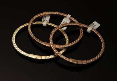 DALIA - 3 BRACELETS square section in silver...