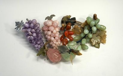 Set in hard stones (amethyst, rose quartz,...