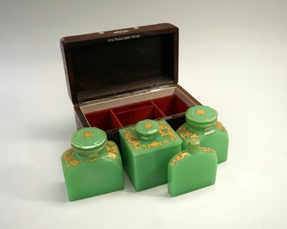 Travelling mahogany and brass TOILETTE CASE...