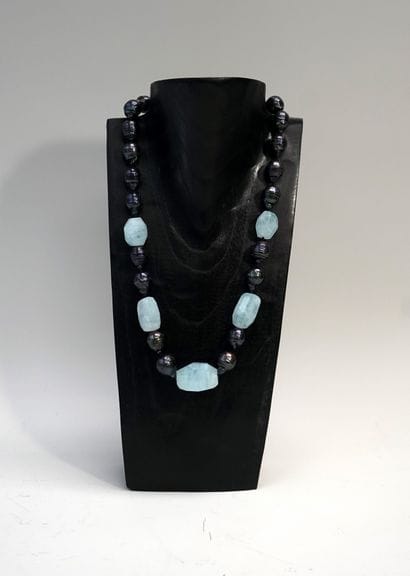 NECKLACE made of baroque circled pearls (dyed)...