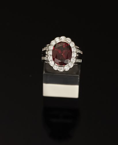 RING in 18k (750/°°) white gold centered...