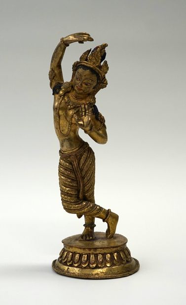Gilt bronze and colored statue of MAYA DEVI...