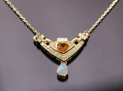 18k (750/°°) yellow gold PENDANT and CHAIN...