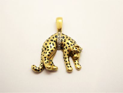 PENDENTIF panthère en or 9K (375/°°) décor...