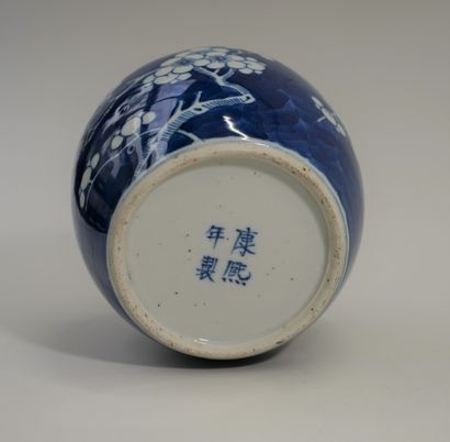 Ginger pot in blue and white porcelain decorated...