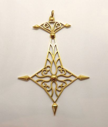 18K (750/°°) yellow gold pendant representing...