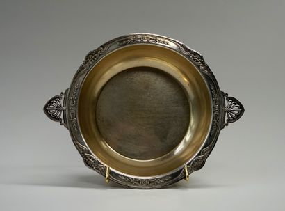 Round silver BASIN, Minerve mark, and vermeil...
