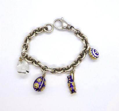 BRACELET in silver 925/°° jaseron mesh oval,...