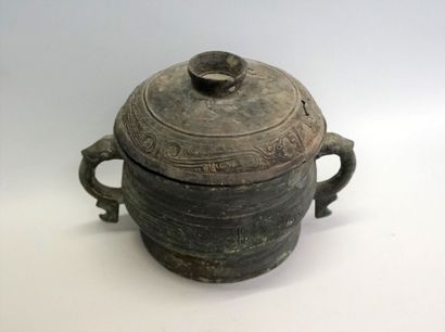 Covered mistletoe in bronze with crusty patina,...