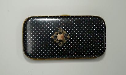 Cigar case in black lacquered cardboard,...
