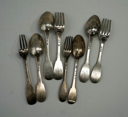 SET of 4 large silver cutlery for boarding...
