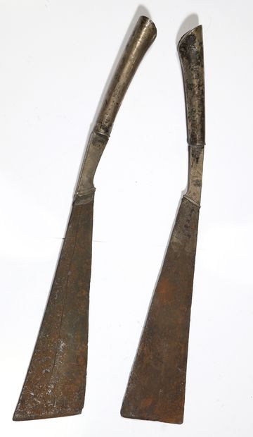 Pair of knives or machetes with oxidized...