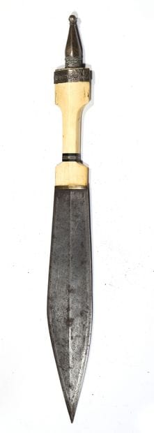 
Dagger with a center-ribbed blade, the handle...