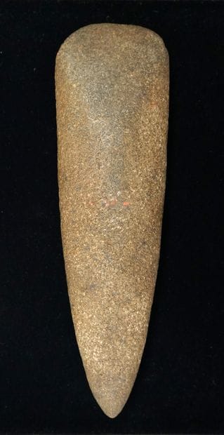 Important polished axe in grey stone with...