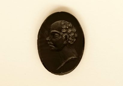 Intaglio showing the profile of a man with...