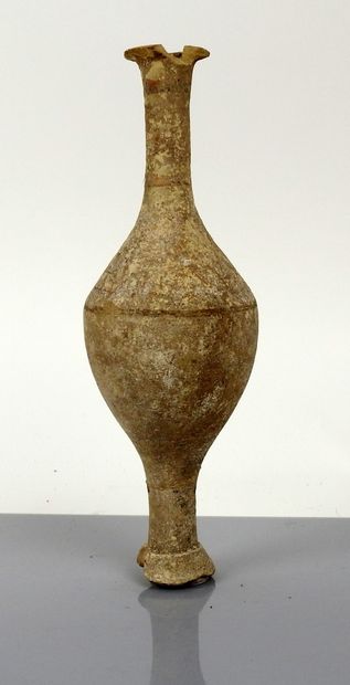Amphorisk with high neck decorated with brown...