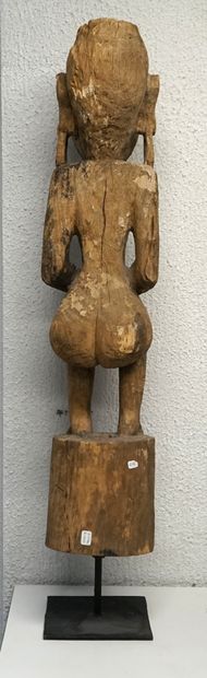 Large ithyphallic totem in natural wood and...