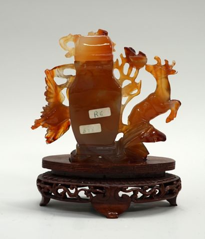Pot couvert en agate nuancée à motifs de...
