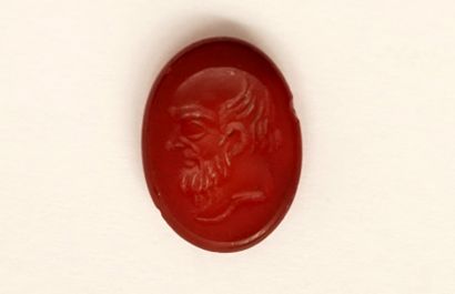 Intaglio with a finely engraved profile of...