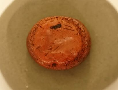 Carnelian seal showing a leaping deer. 1st...