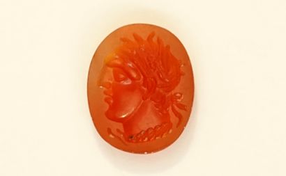 Intaglio showing a profile of a young man...