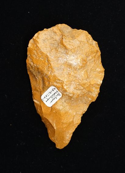 Beautiful amygdaloid biface in caramel stone...