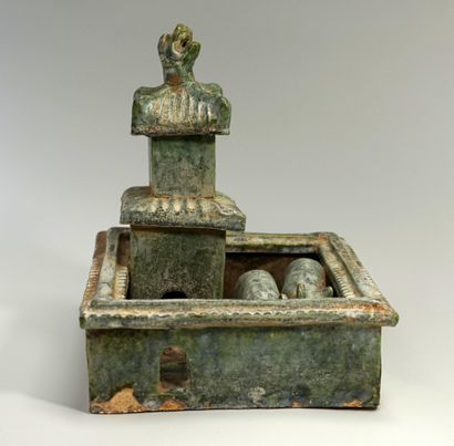 Ceramic pigsty with green glaze. Style of...